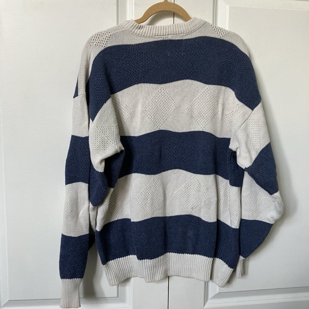 Vintage TT&Co Sport Sweater Womens M‎ Coastal Striped Grandpa Pullover - Picture 6 of 11